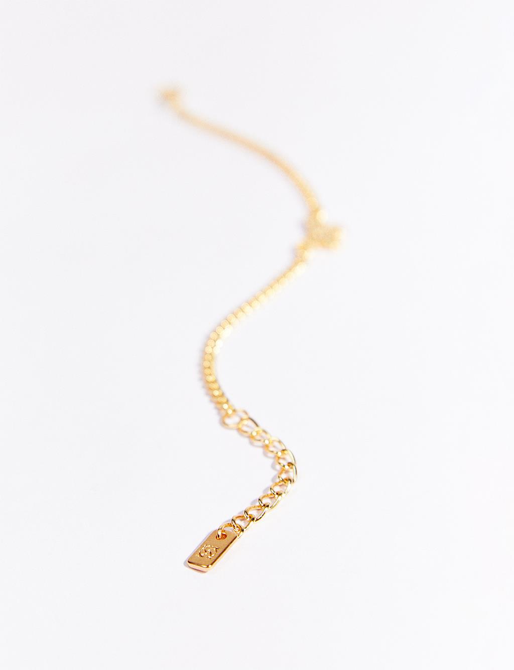 Taşlı Kelebek Figürlü Zincir Bileklik Gold