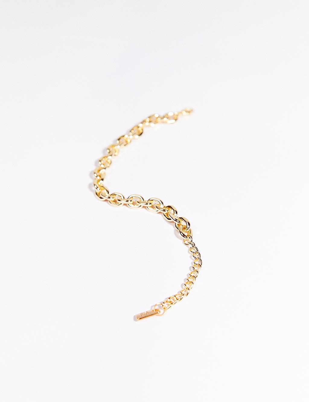 İçiçe Geçen Zincir Bileklik Gold