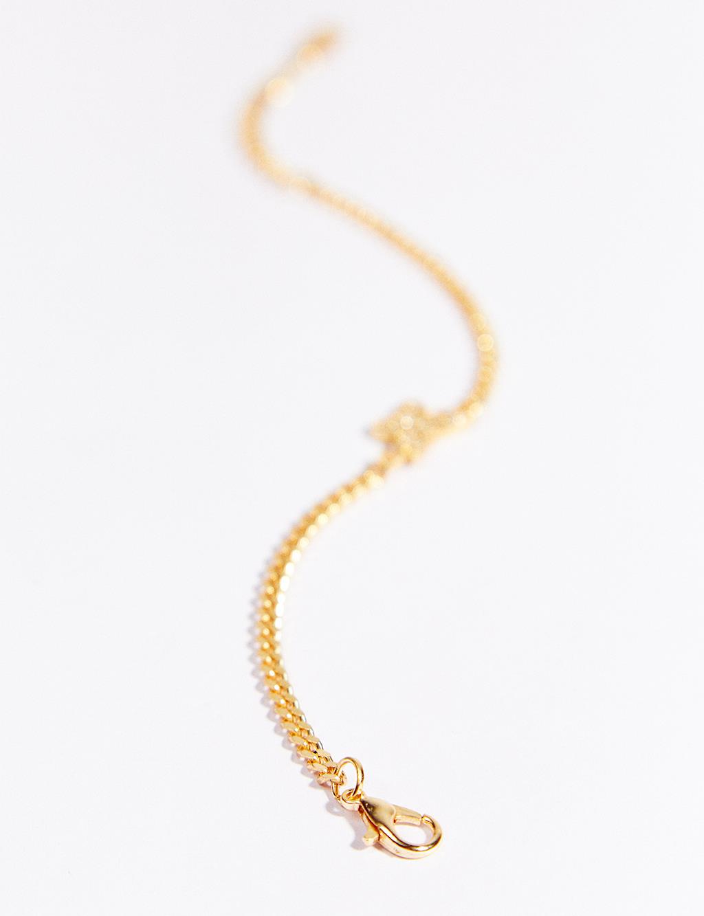 Taşlı Kelebek Figürlü Zincir Bileklik Gold