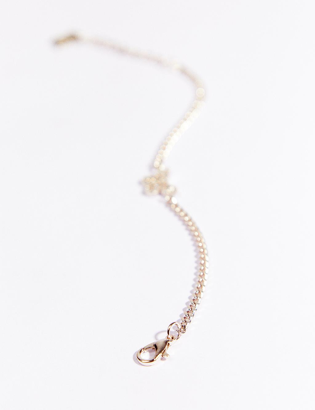 Taşlı Kelebek Figürlü Zincir Bileklik Gümüş