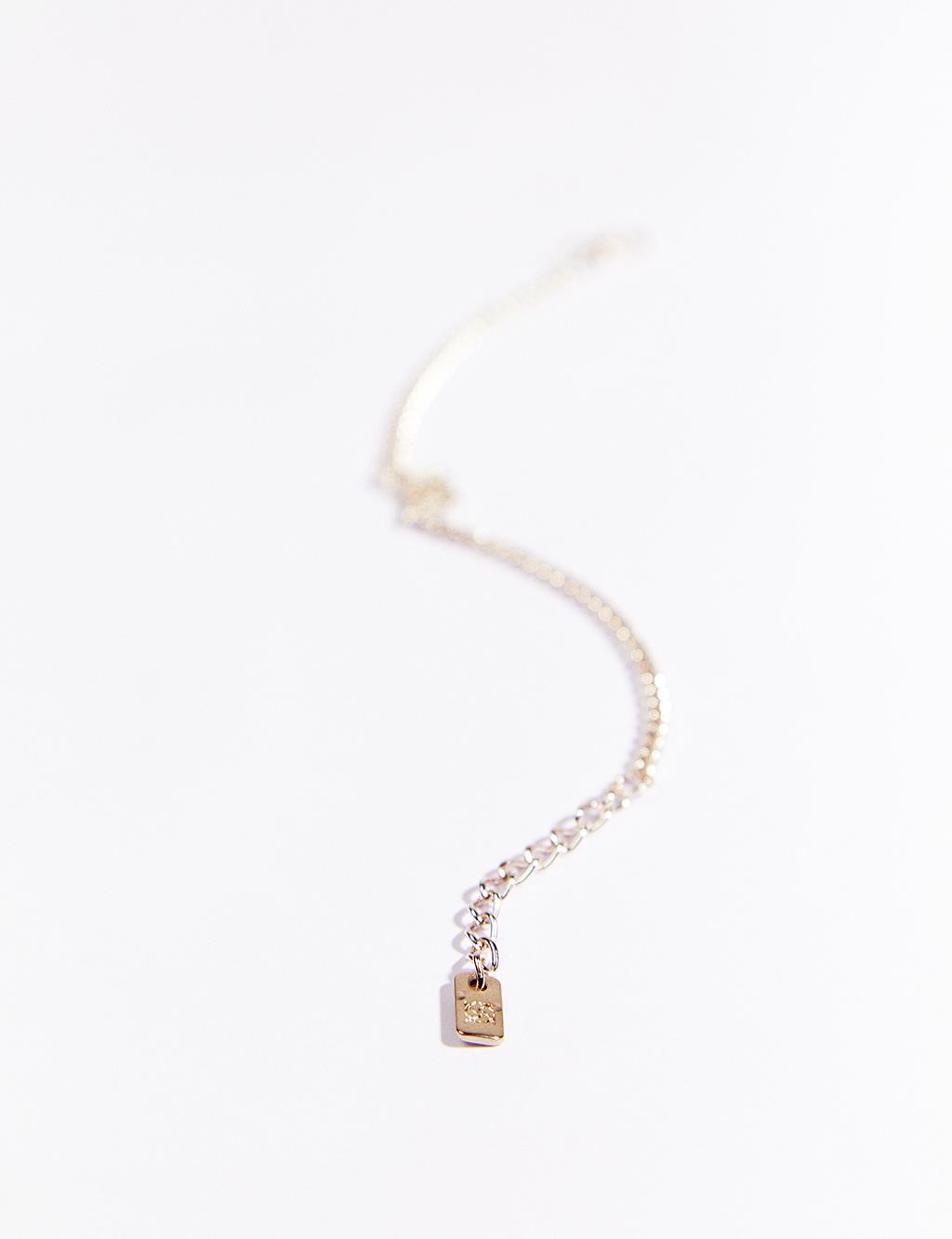 Taşlı Kelebek Figürlü Zincir Bileklik Gümüş