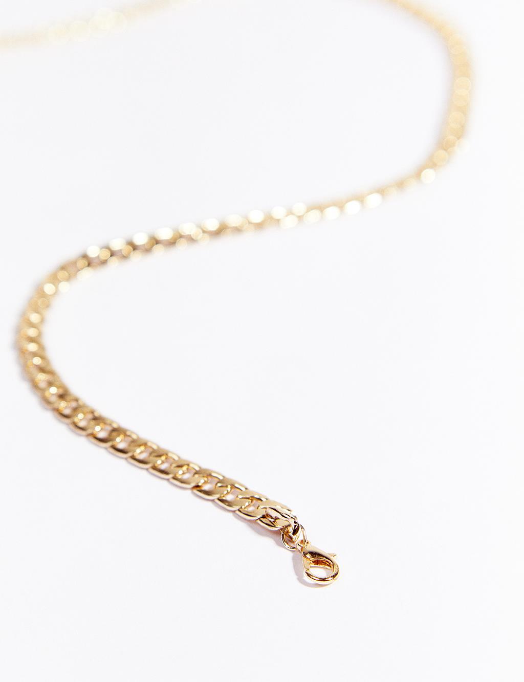 İçiçe Geçen Zincir Kolye Gold