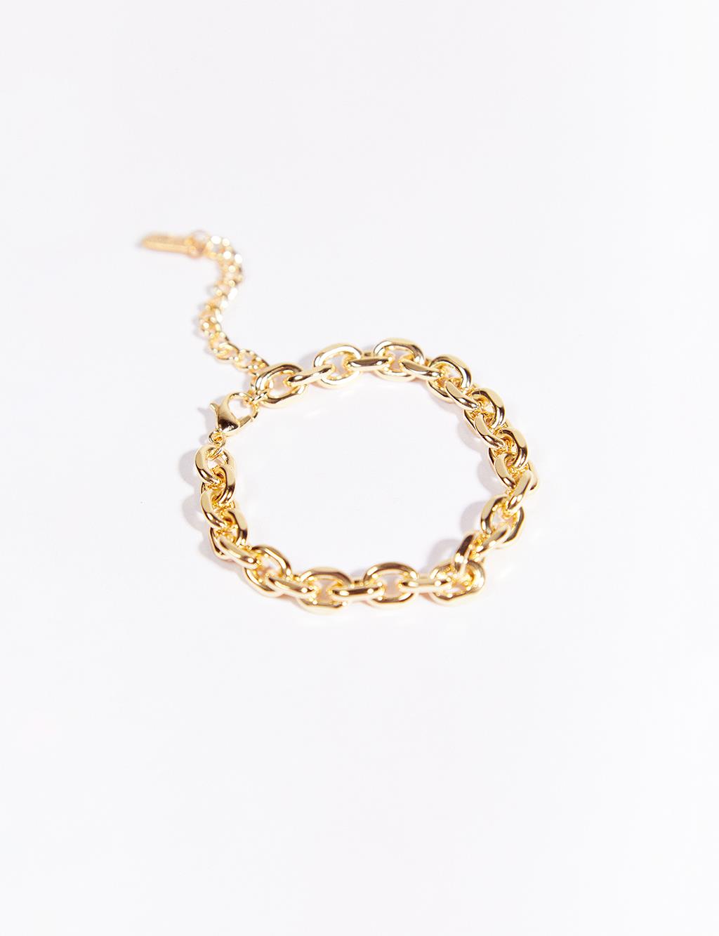 İçiçe Geçen Zincir Bileklik Gold