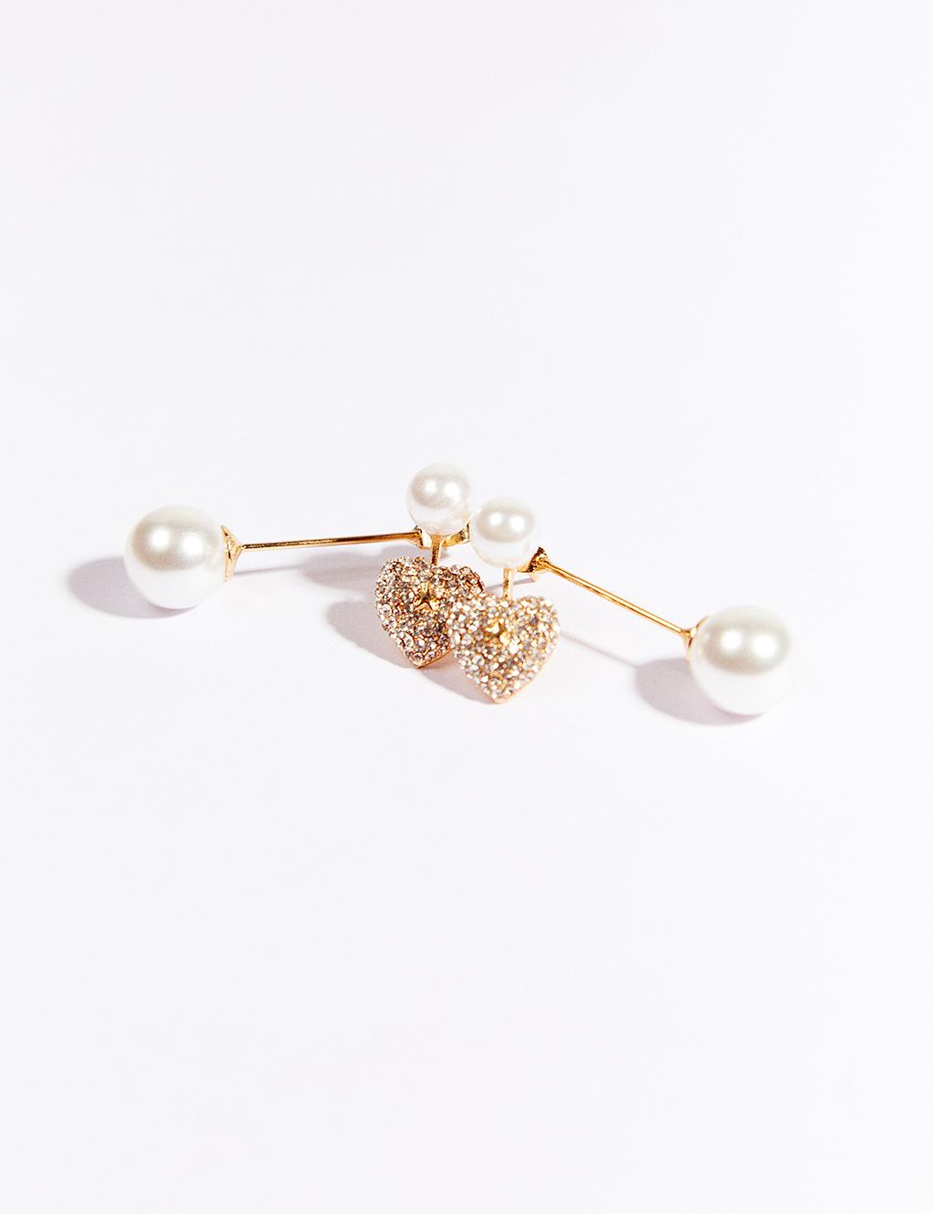  Pearl-Detailed Dangling Earrings in Gold