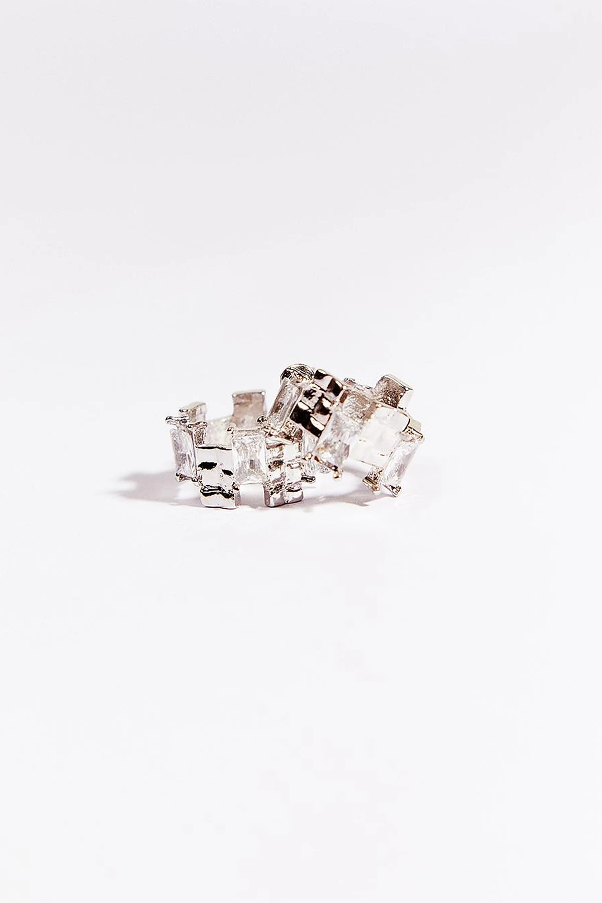Baguette Stone Earrings in Silver