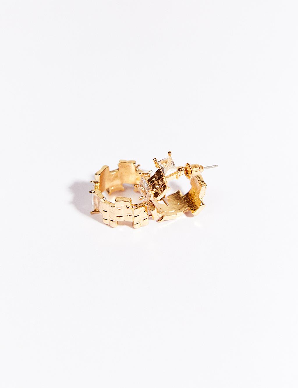 Baguette Stone Earrings in Gold
