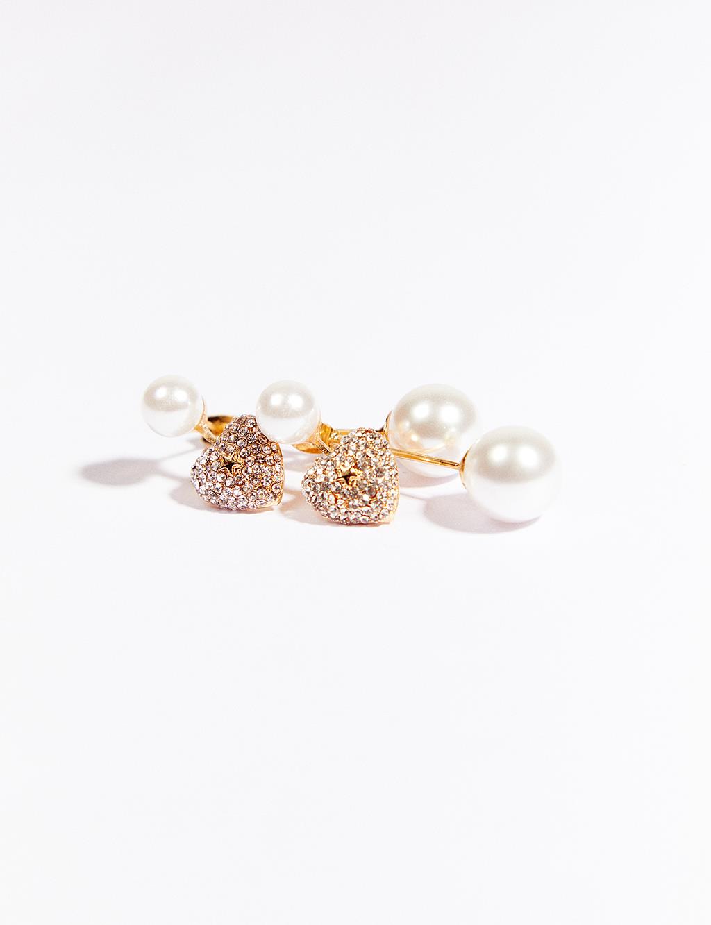 Pearl-Detailed Dangling Earrings in Gold
