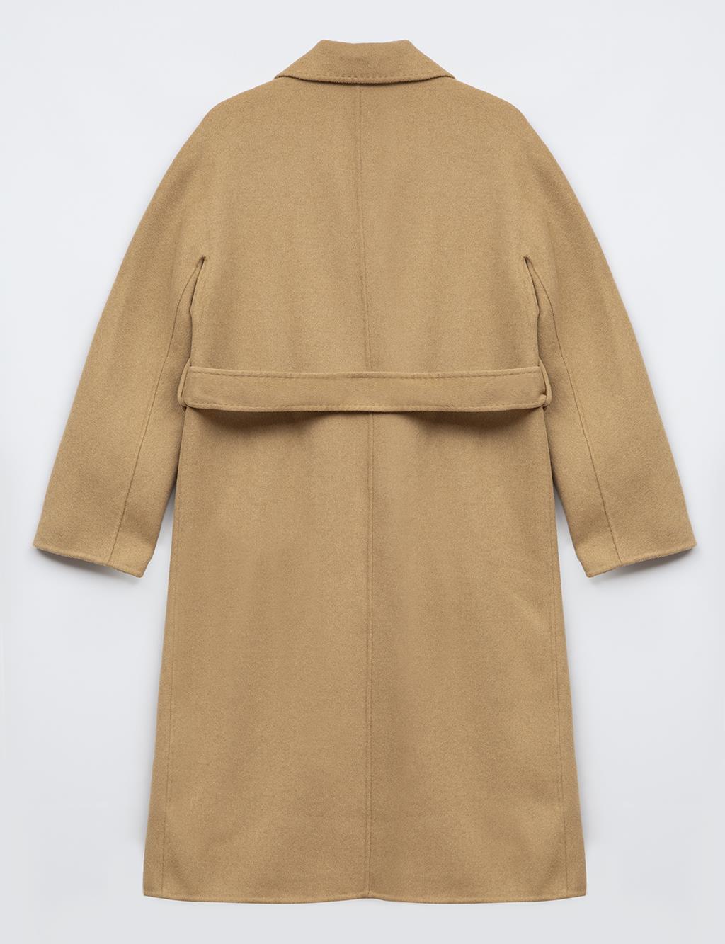 Premium Wool Stitching Detailed Coat Camel