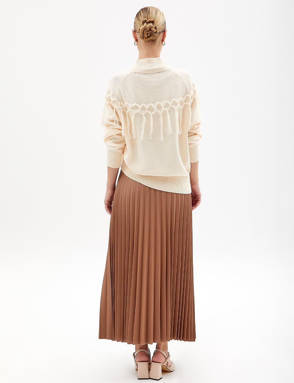 Exclusive Tasseled Knitwear Tunic Stone