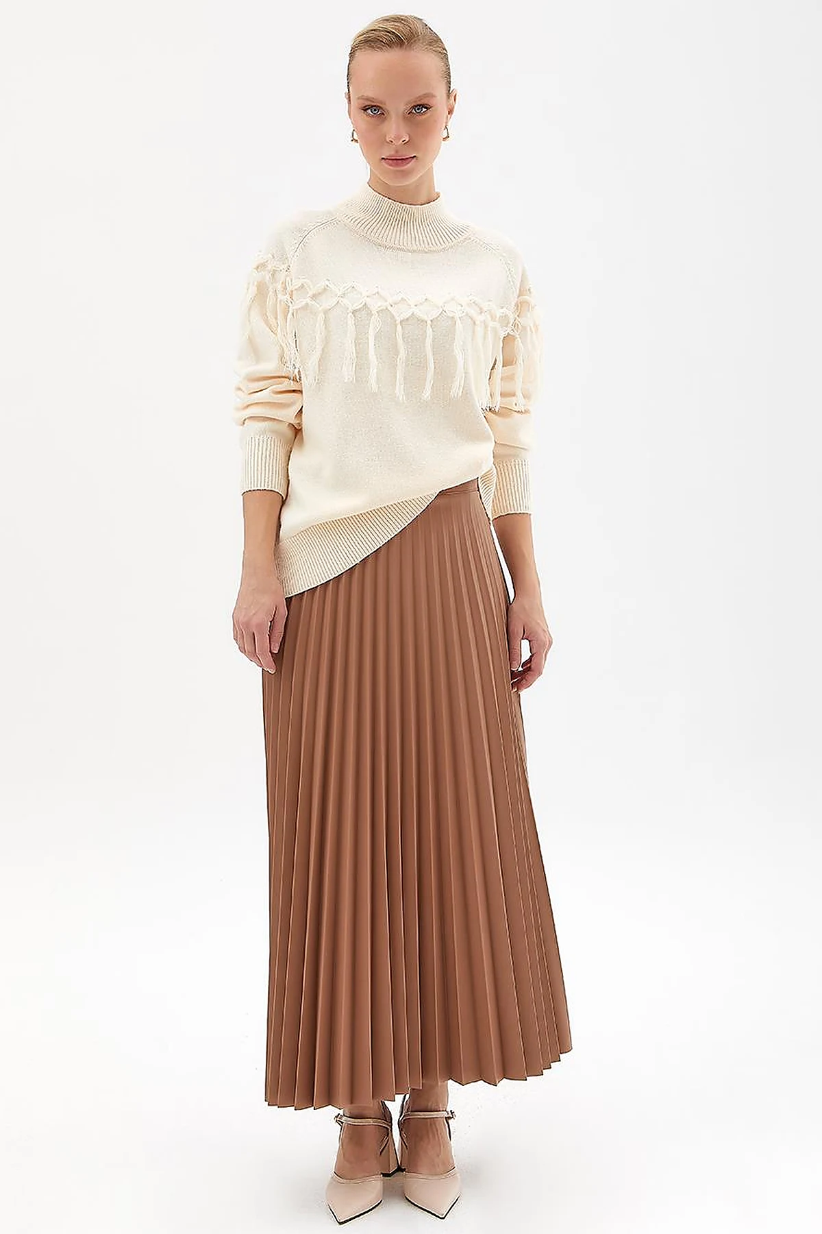 Exclusive Tasseled Knitwear Tunic Stone