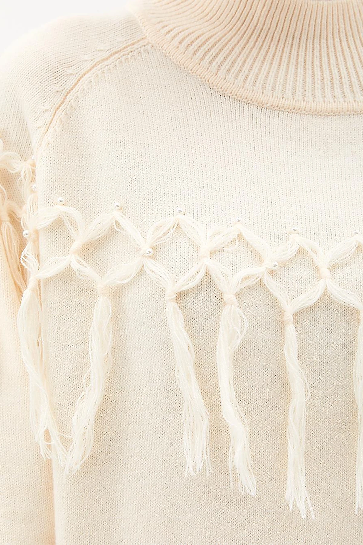 Exclusive Tasseled Knitwear Tunic Stone