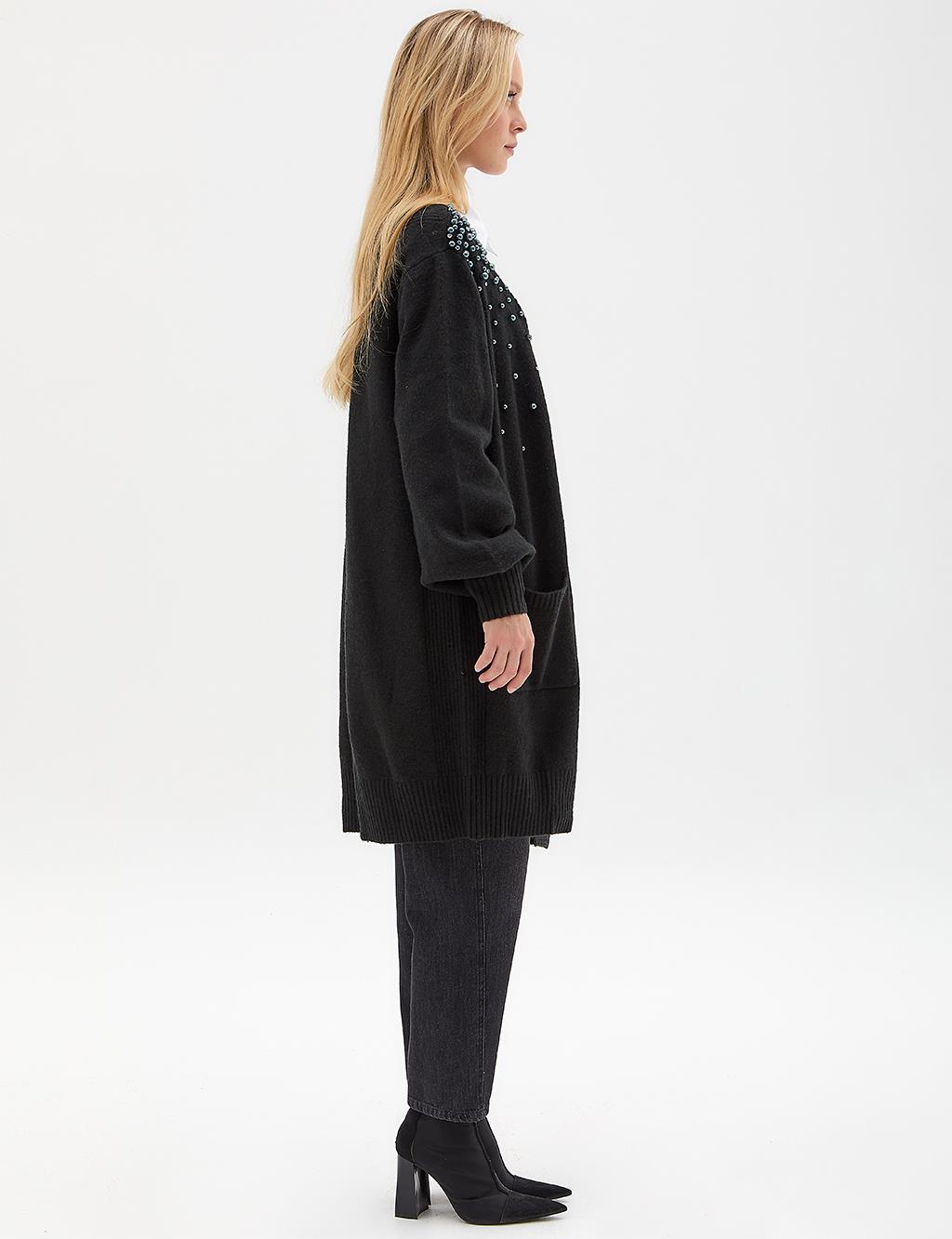 Exclusive Pearled Knitwear Tunic Black