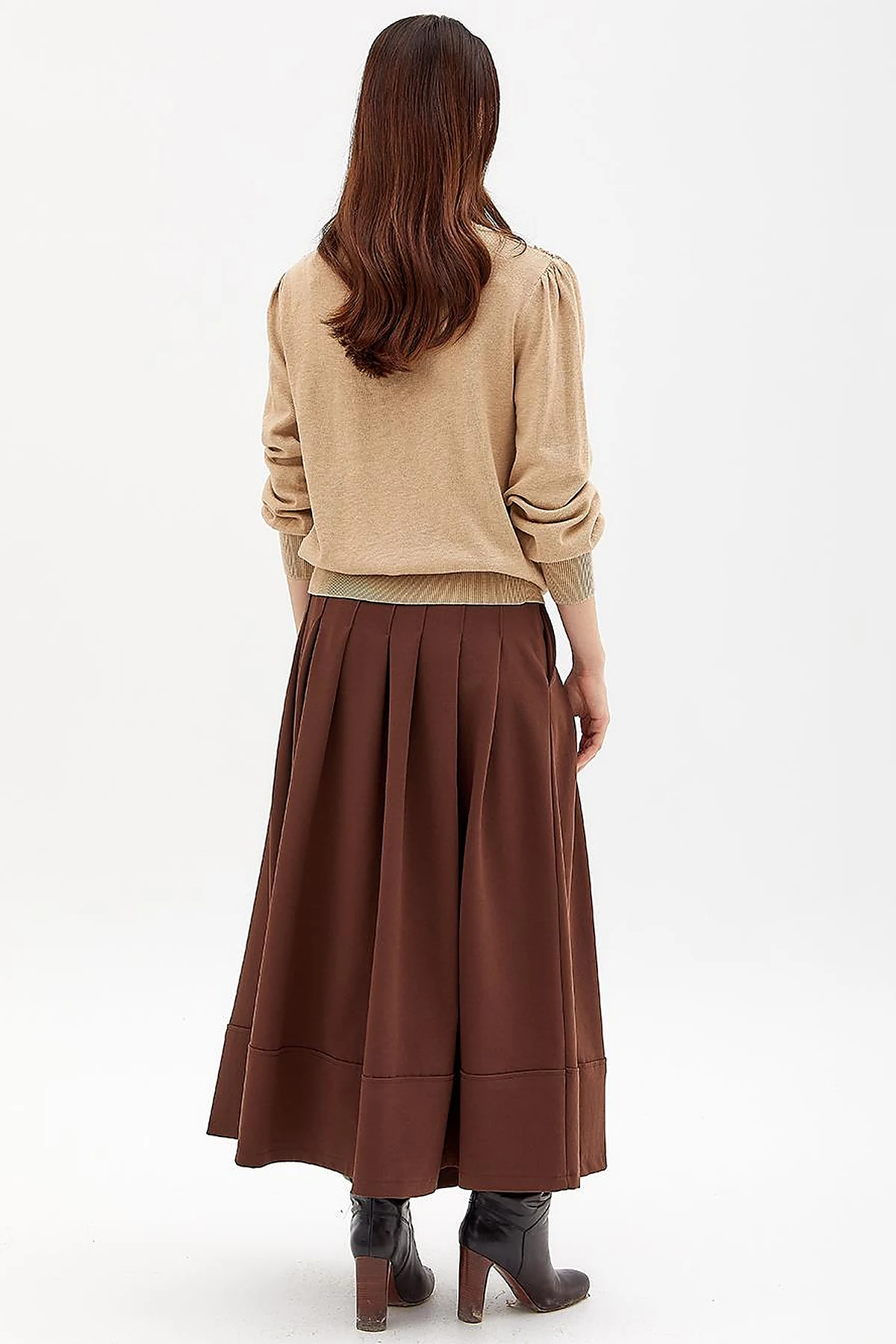 Exclusive Stoned Balloon Sleeve Knitwear Sweater Camel