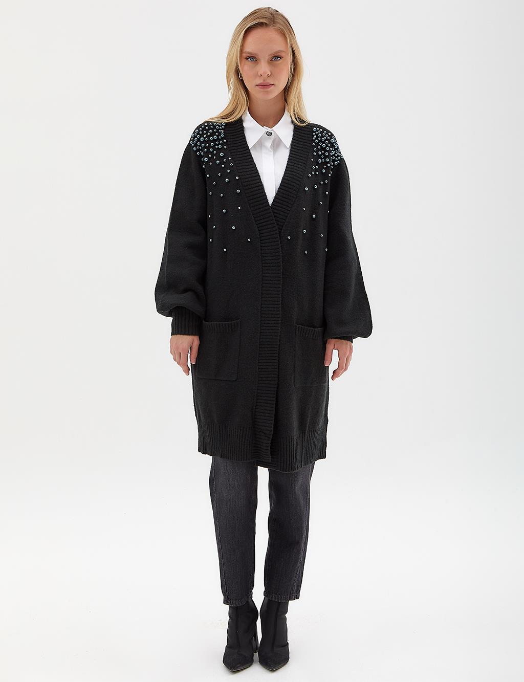 Exclusive Pearled Knitwear Tunic Black