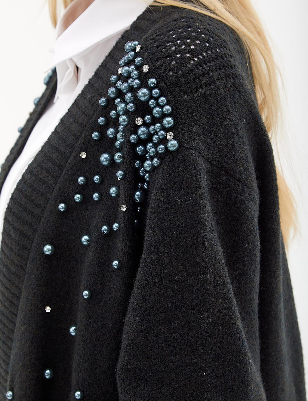 Exclusive Pearled Knitwear Tunic Black