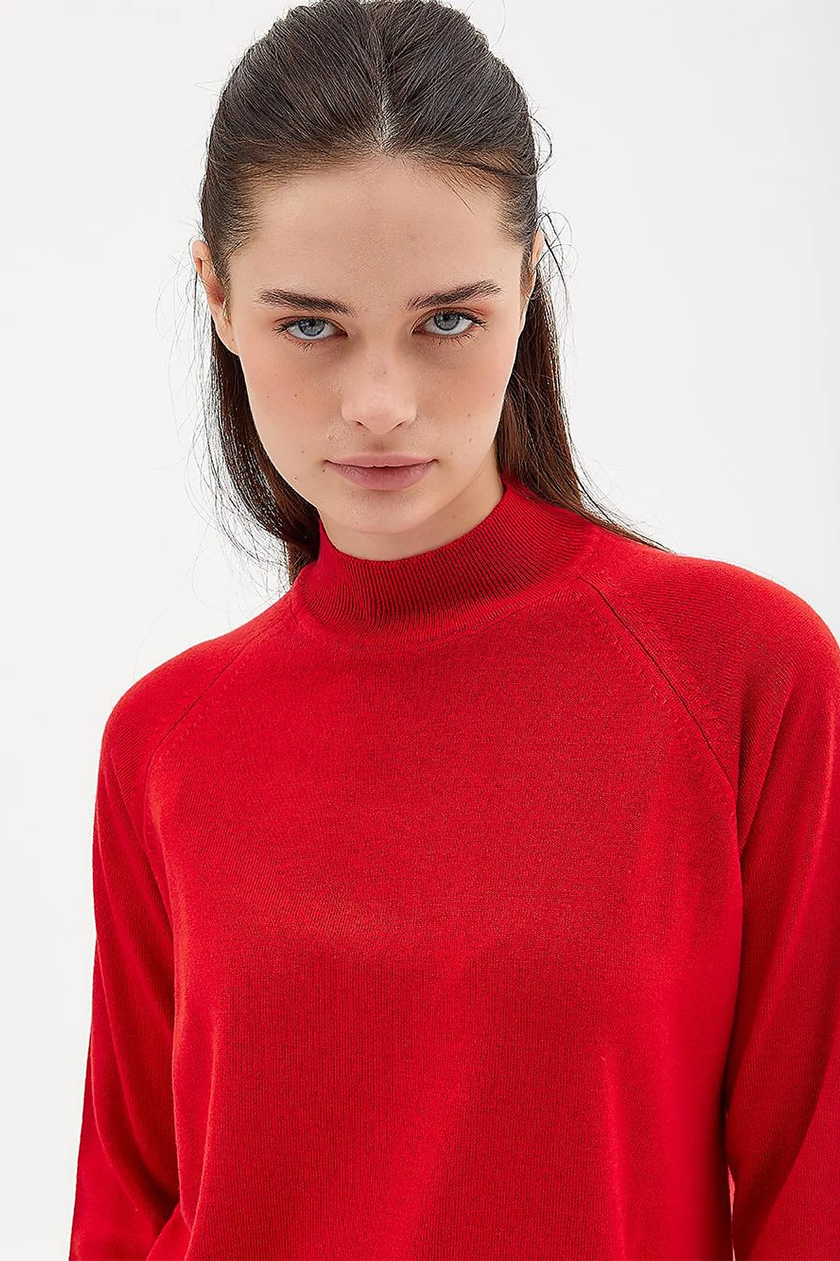 Half Turtleneck Knitwear Tunic Red