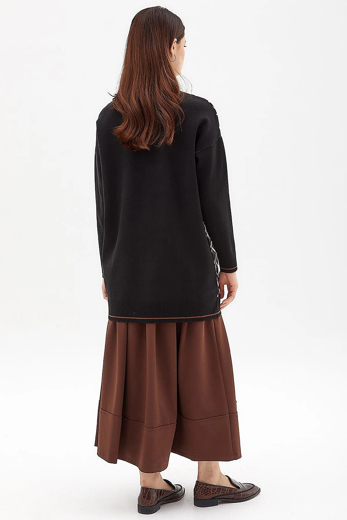 Baklava Pattern Knitwear Tunıc Black