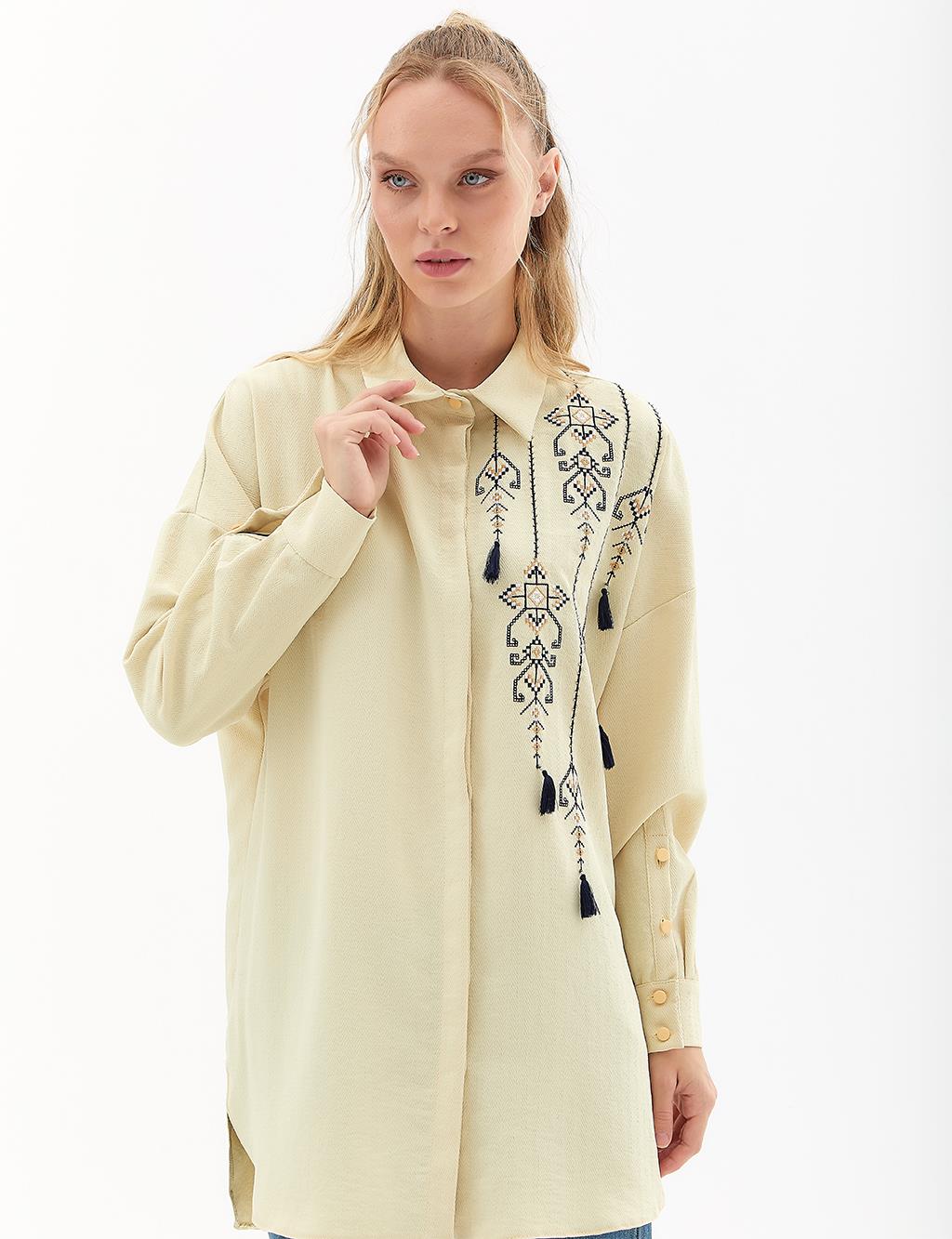 Etamine Embroidered Tunic Light Yellow