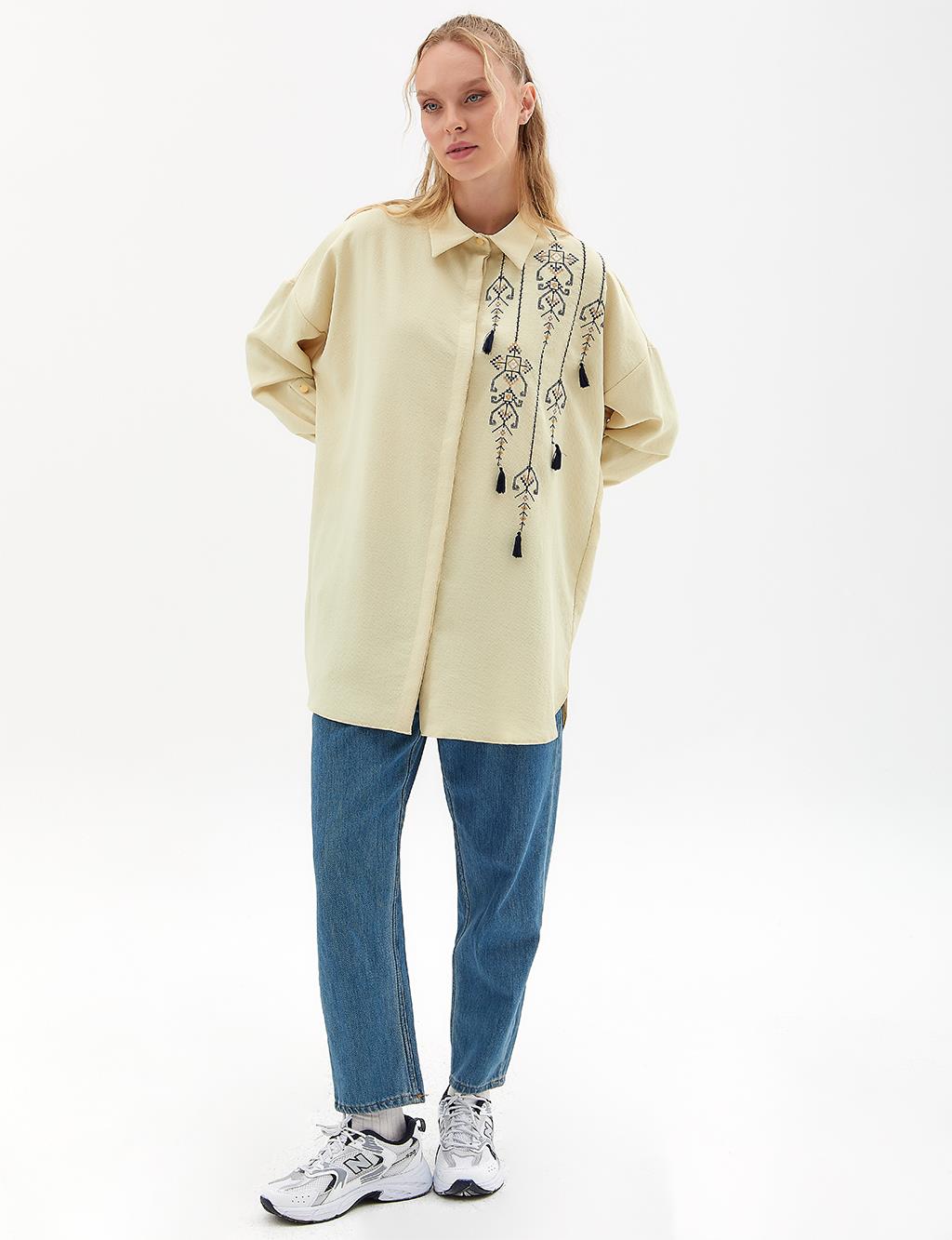 Etamine Embroidered Tunic Light Yellow