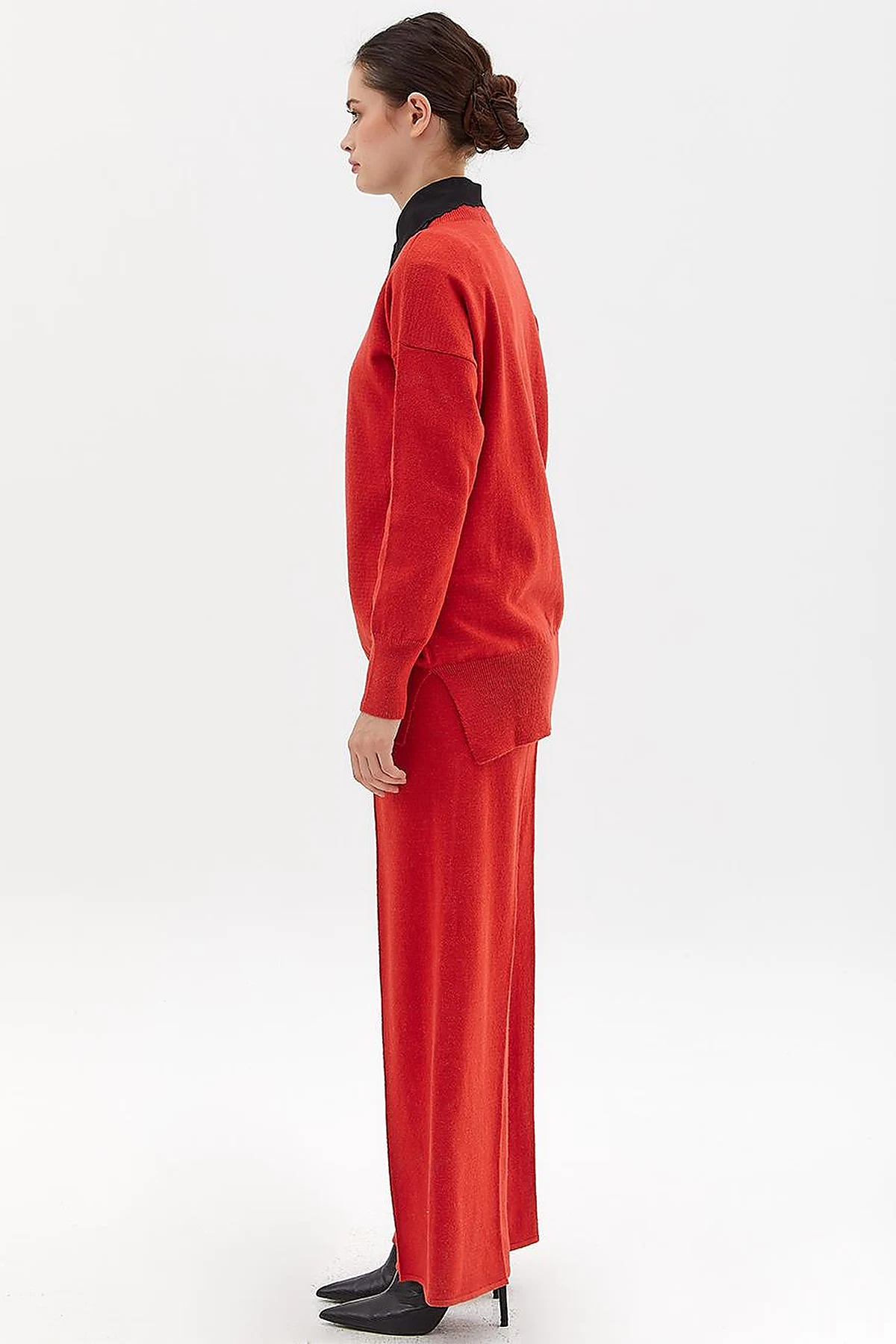 Drop-Shoulder Half Turtleneck Knit Tunic Tile