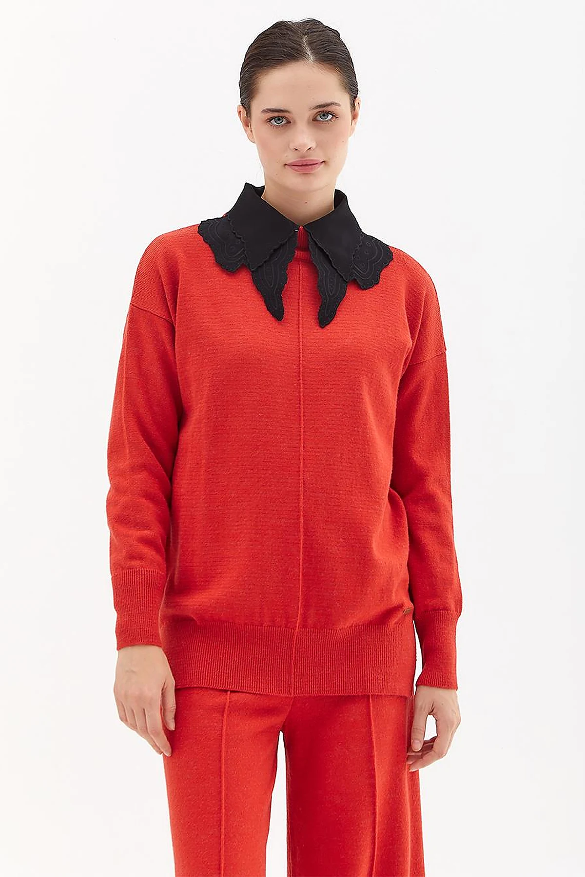 Drop-Shoulder Half Turtleneck Knit Tunic Tile