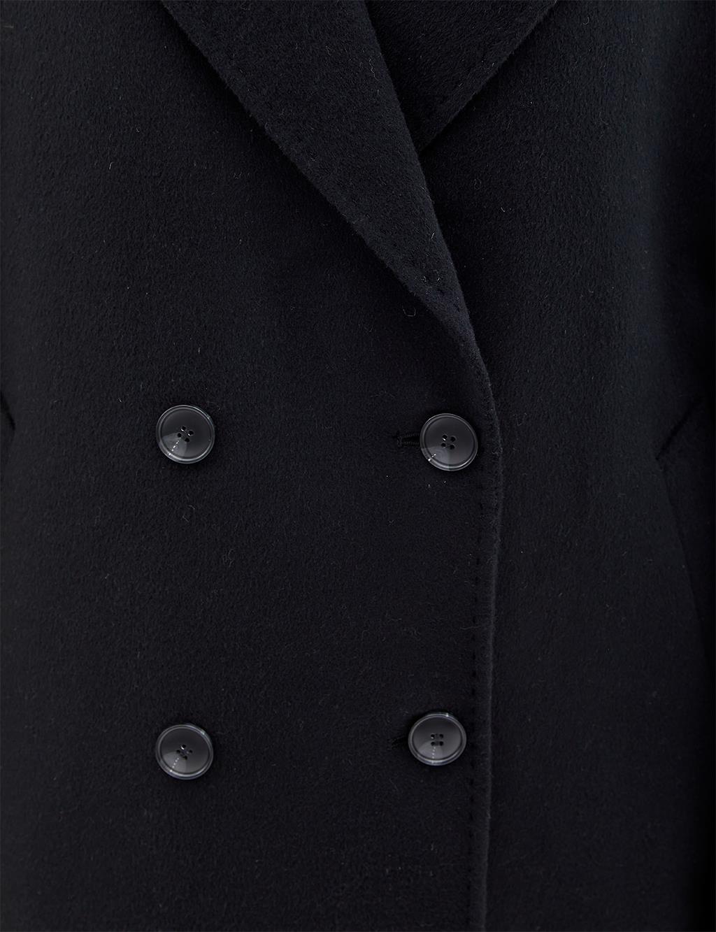 Premium Wool Stitching Detailed Coat Black