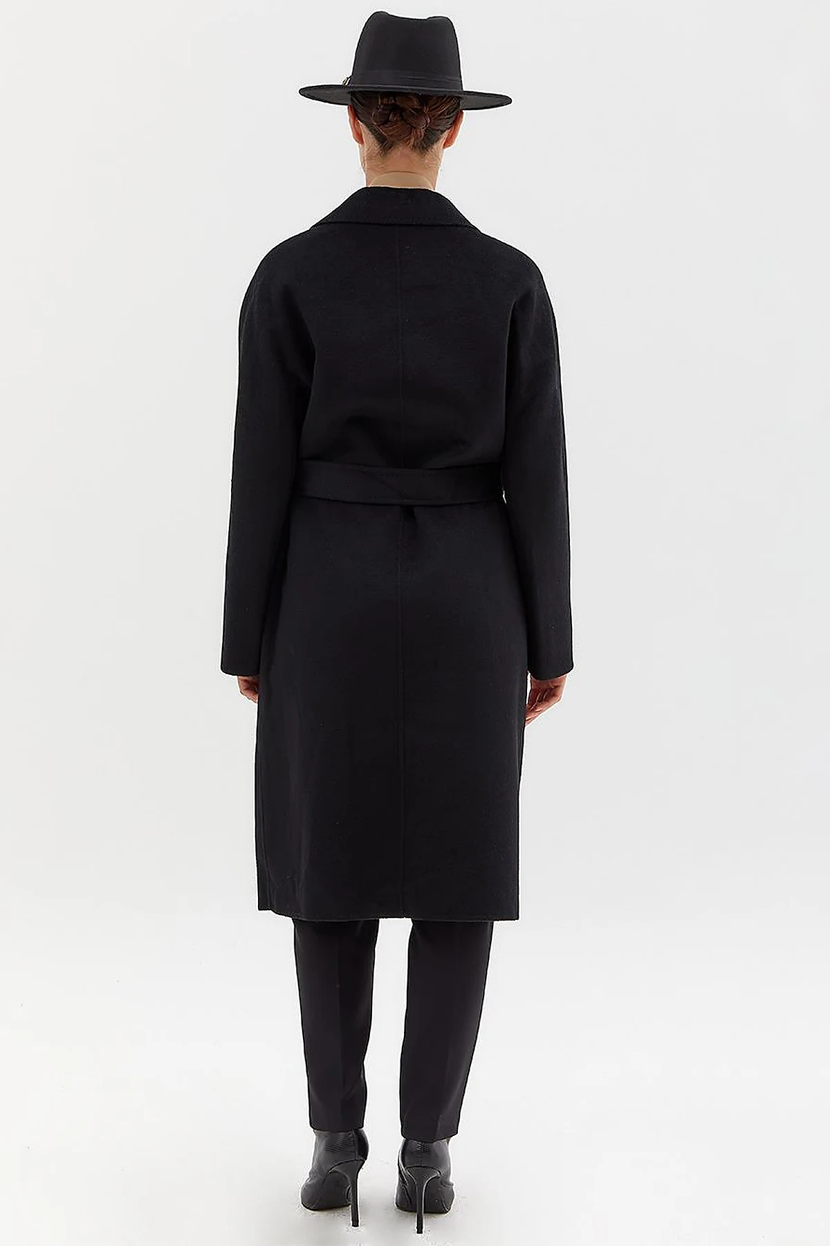 Premium Wool Stitching Detailed Coat Black