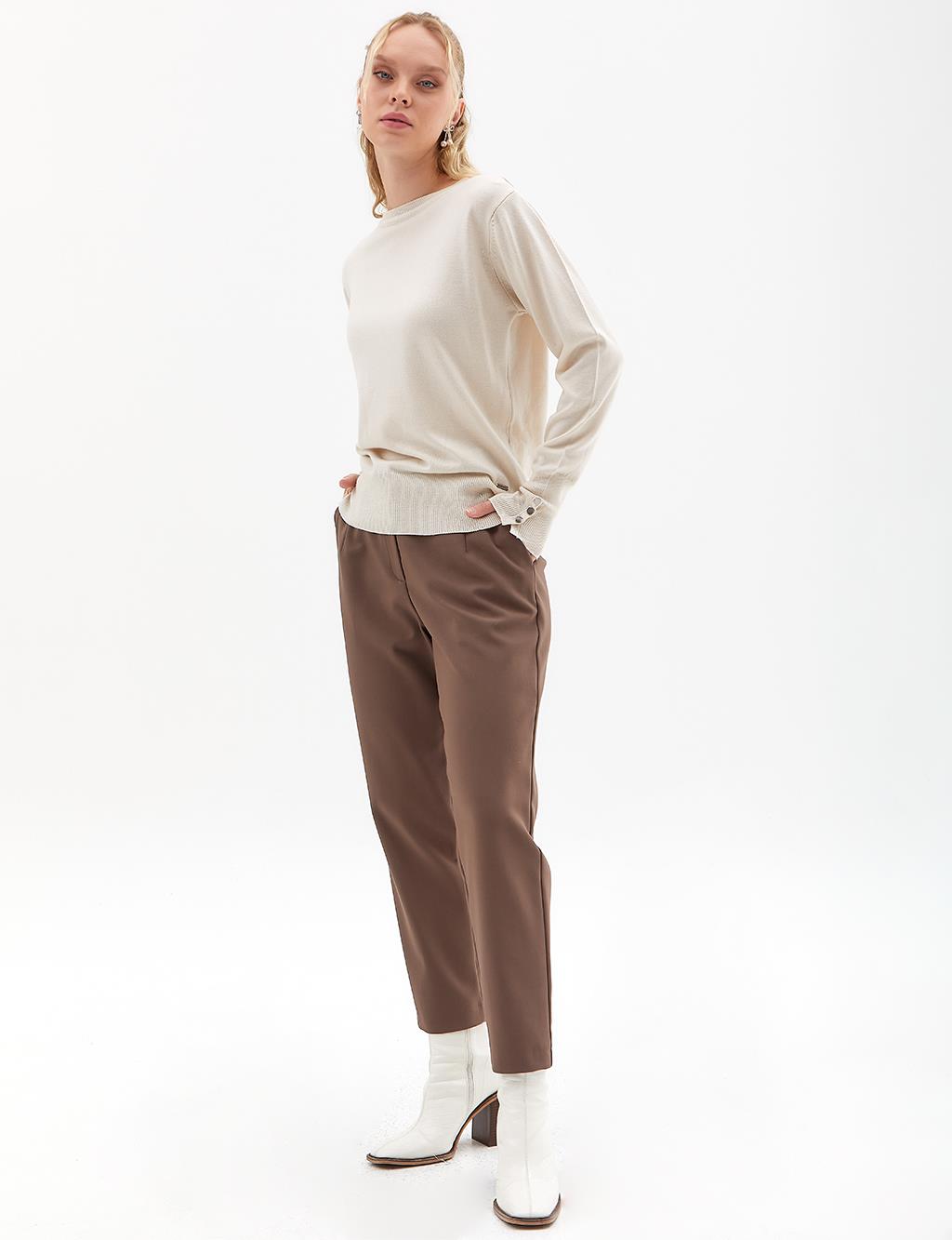 High Waist Carrot Trousers Mink