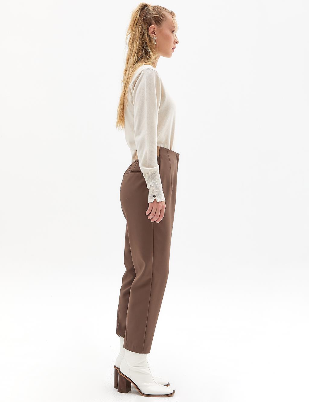 High Waist Carrot Trousers Mink