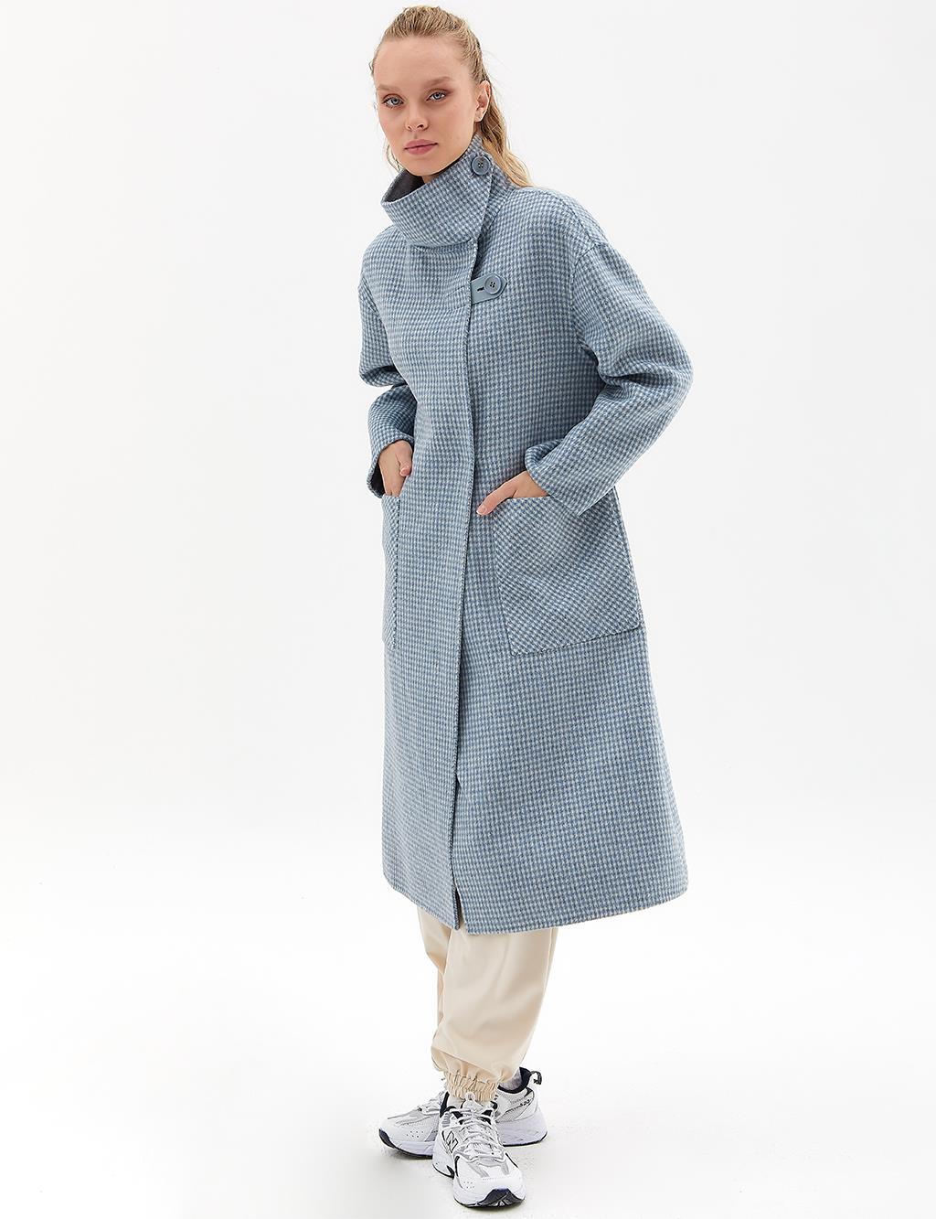 Premium Wool Double-Sided Coat Aviator Blue