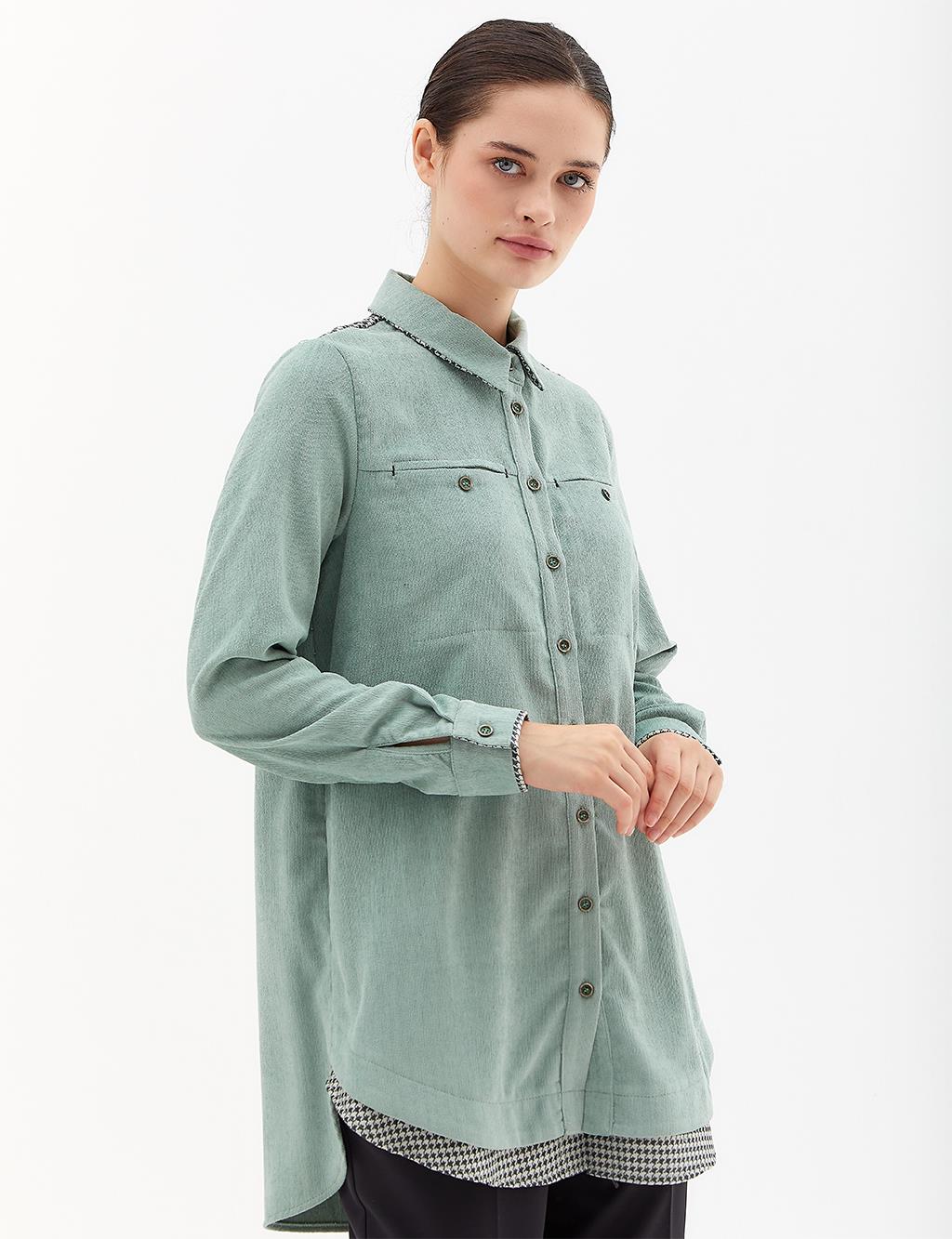 Layered Velvet Tunic Ice Green