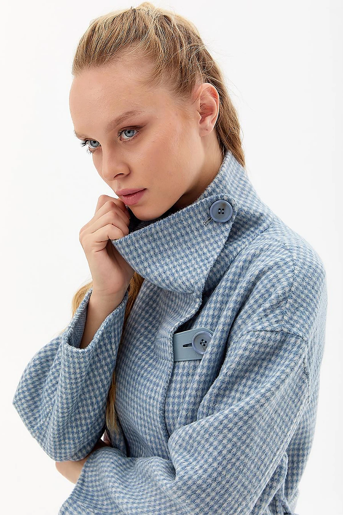 Premium Wool Double-Sided Coat Aviator Blue