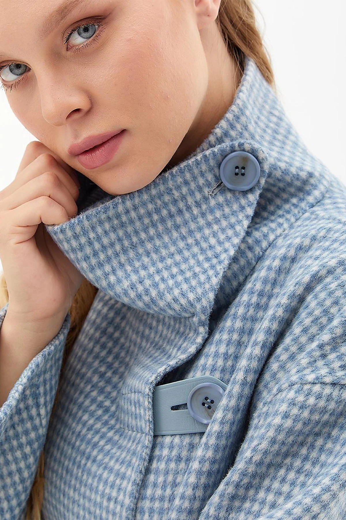 Premium Wool Double-Sided Coat Aviator Blue