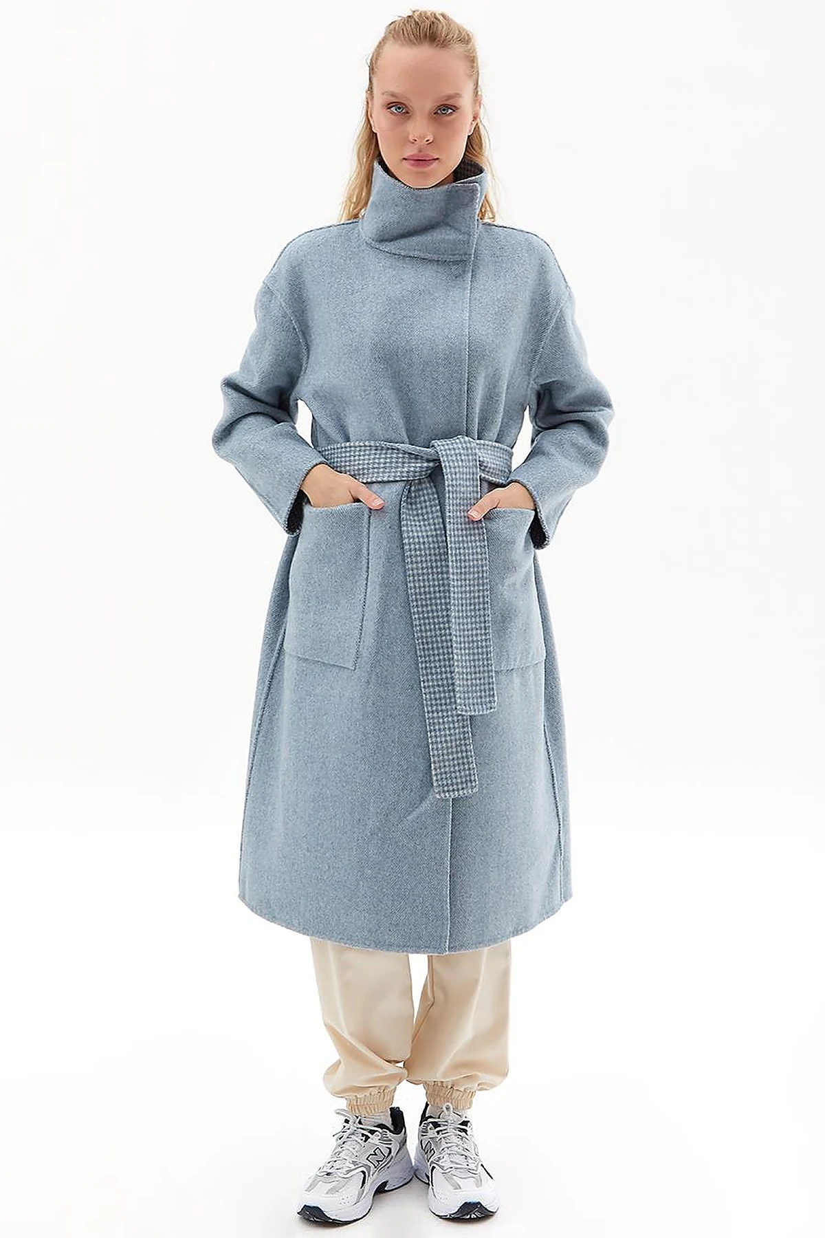 Premium Wool Double-Sided Coat Aviator Blue