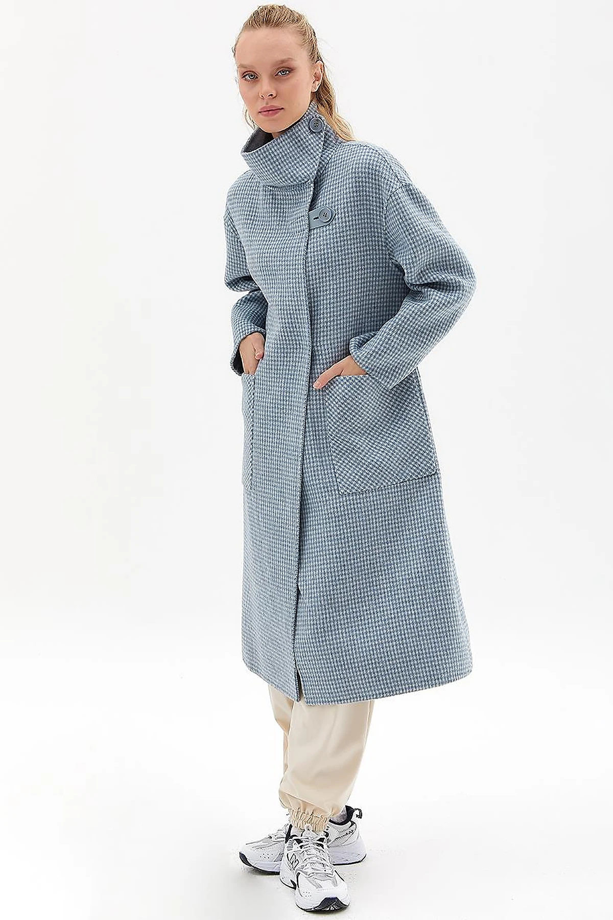 Premium Wool Double-Sided Coat Aviator Blue