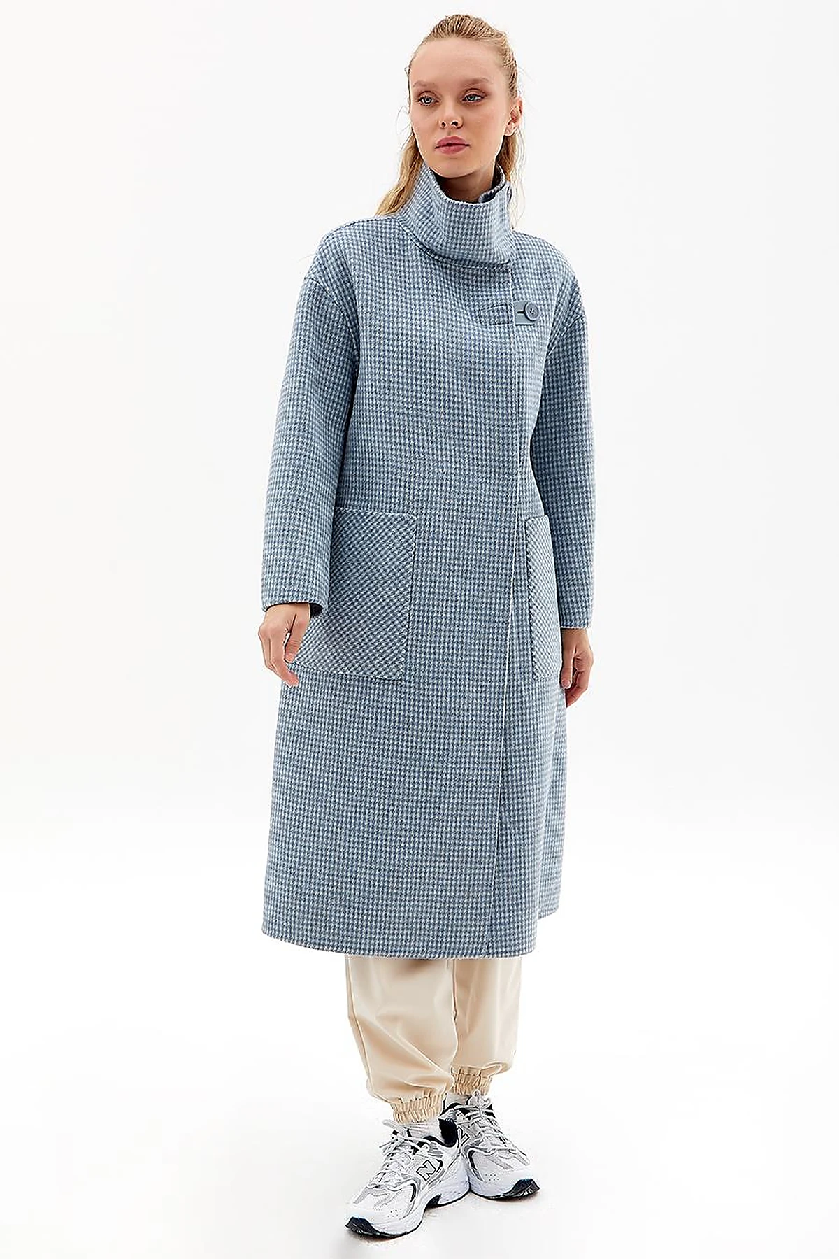 Premium Wool Double-Sided Coat Aviator Blue