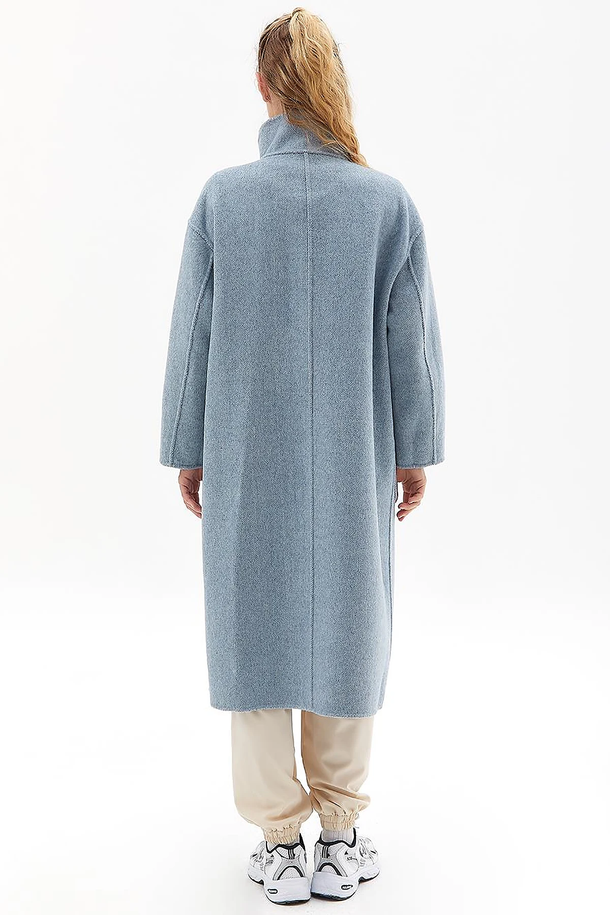 Premium Wool Double-Sided Coat Aviator Blue