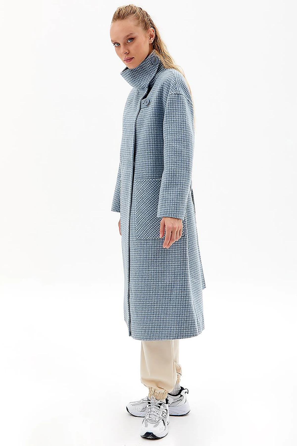Premium Wool Double-Sided Coat Aviator Blue