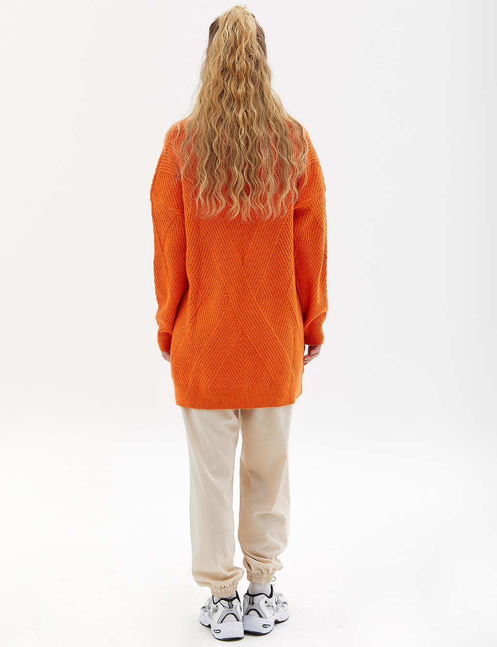 Exclusive Half Turtleneck Knitwear Tunic Orange