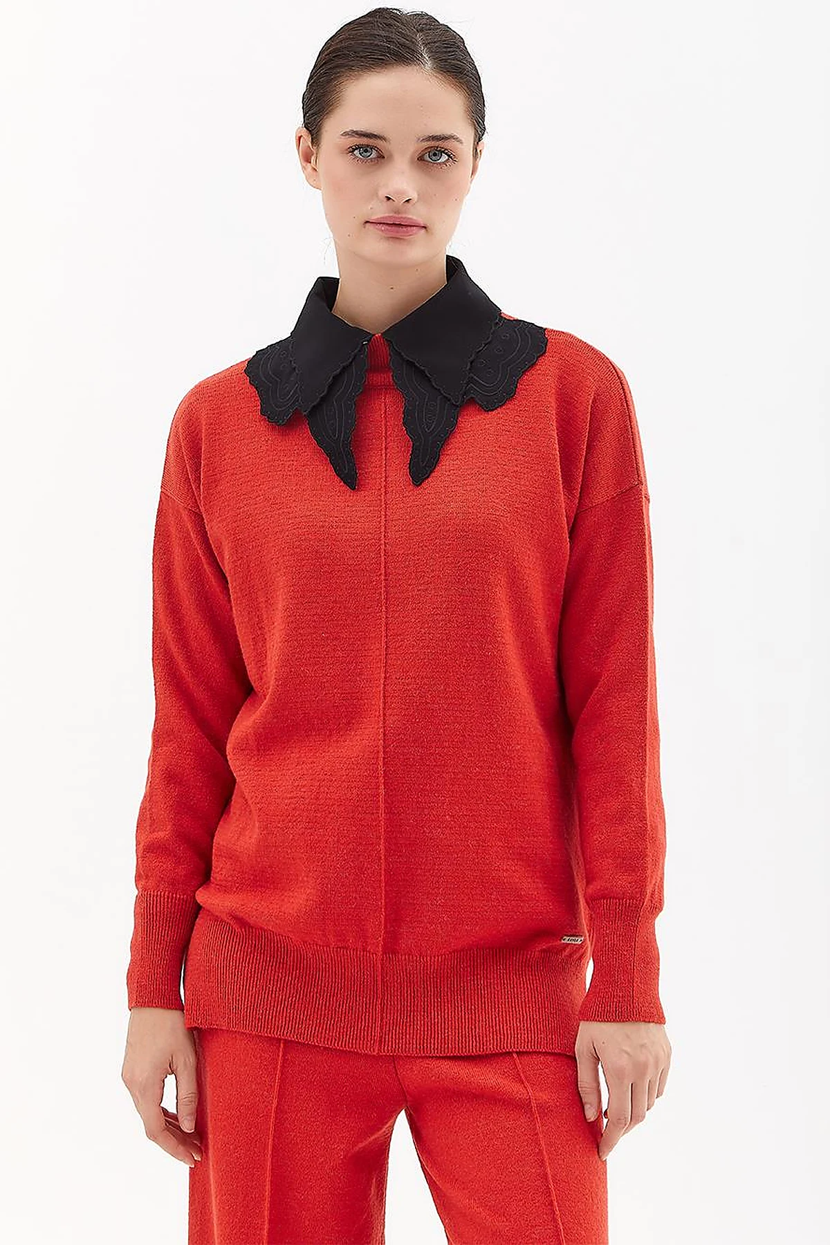 Drop-Shoulder Half Turtleneck Knit Tunic Tile