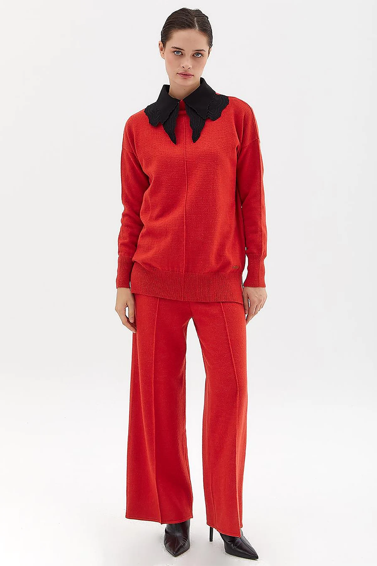 Drop-Shoulder Half Turtleneck Knit Tunic Tile
