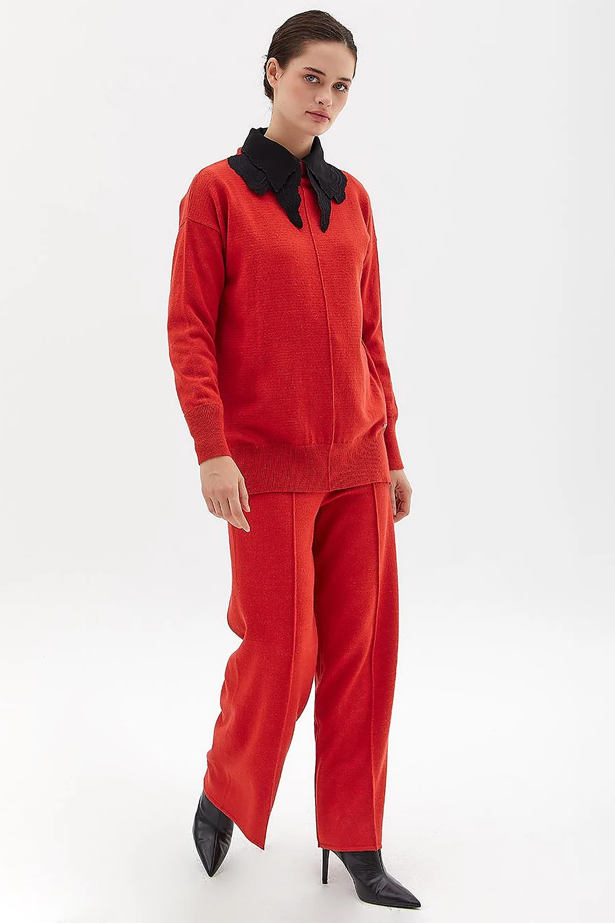 Drop-Shoulder Half Turtleneck Knit Tunic Tile