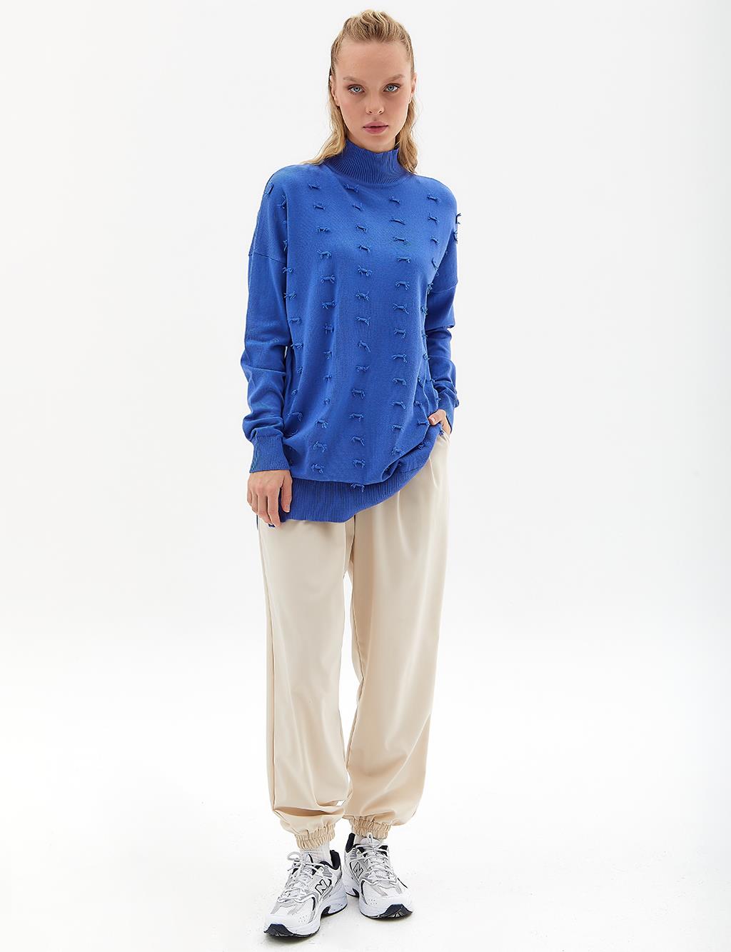 Decorative Tassel Knitwear Tunic Indigo