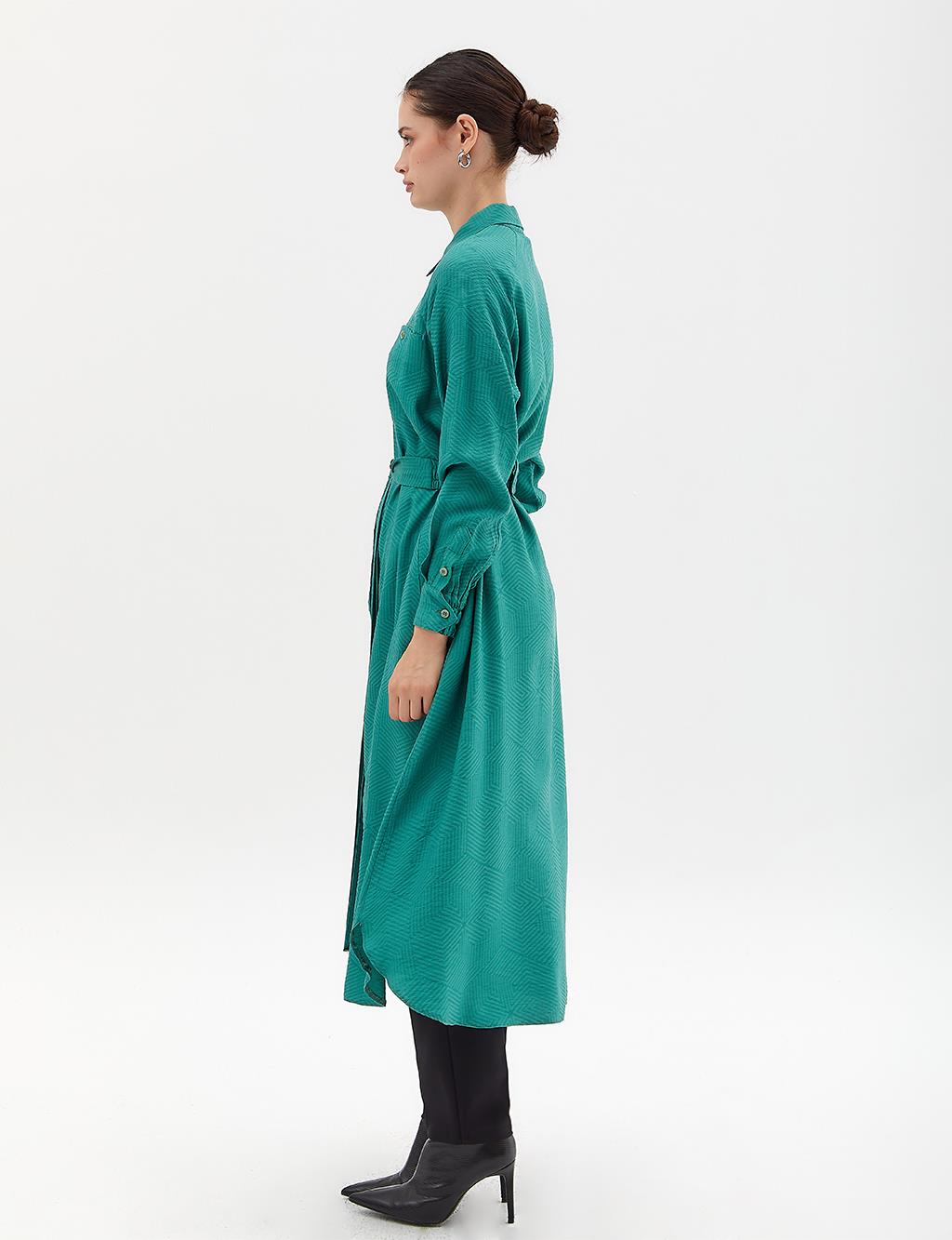 Double Pocket Full Length Tunic Nile Green