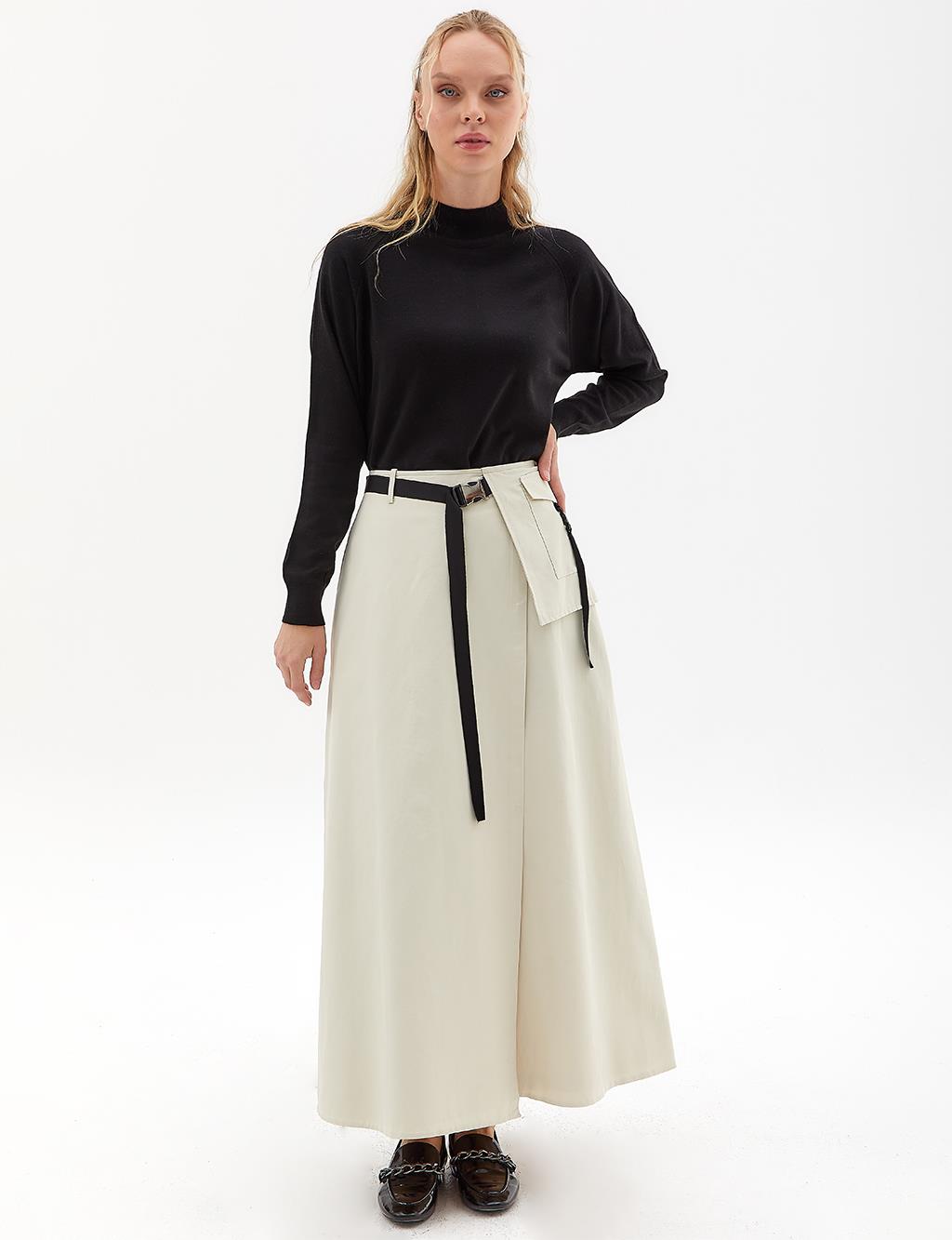 A-Line Skirt with Big Pockets Cream