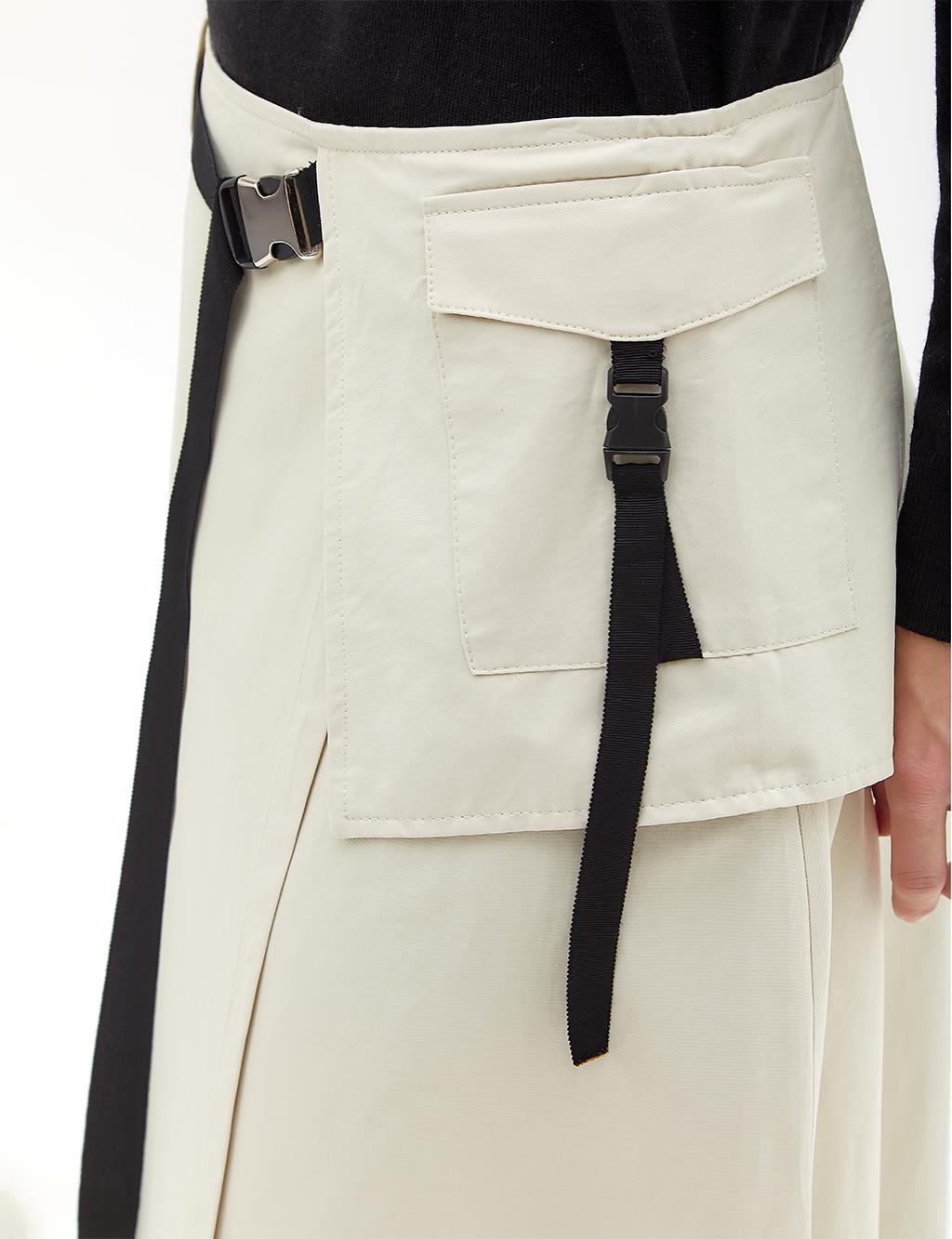 A-Line Skirt with Big Pockets Cream