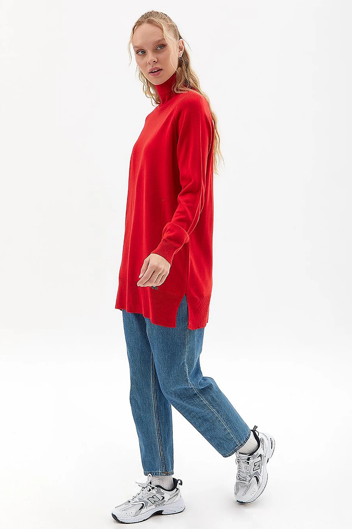 Turtleneck Knitwear Tunic Red