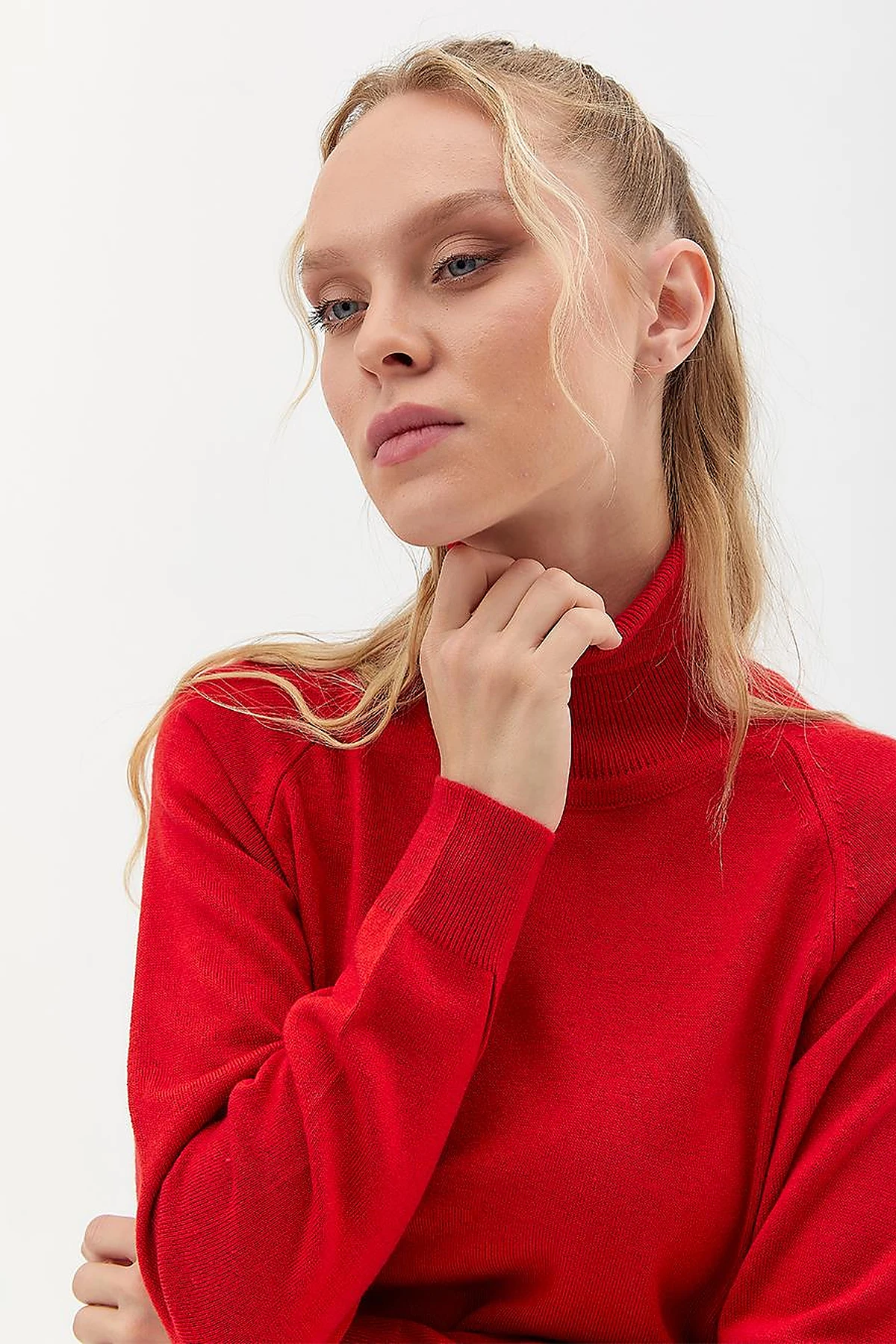 Turtleneck Knitwear Tunic Red