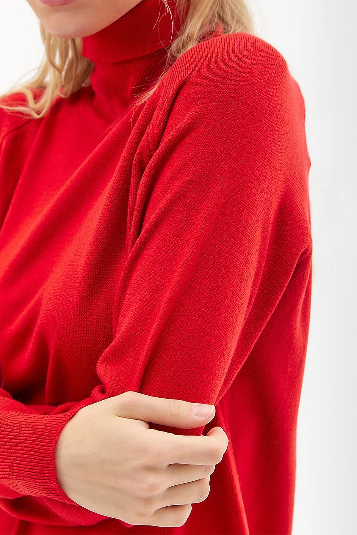 Turtleneck Knitwear Tunic Red