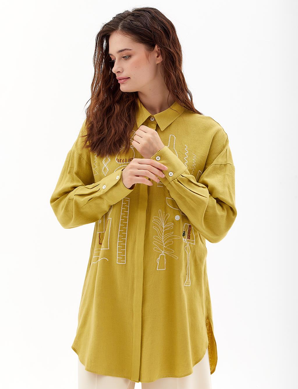 Iconic Embroidery Patterned Tunic Oliv